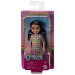 Doll Barbie Chelsea & Friends Plaid Dress With Black Hair (hkd91)
