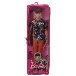 Doll Barbie Ken Fashionistas Floral Hawaiian Shirt Brunette Cropped Hair (hbv24)