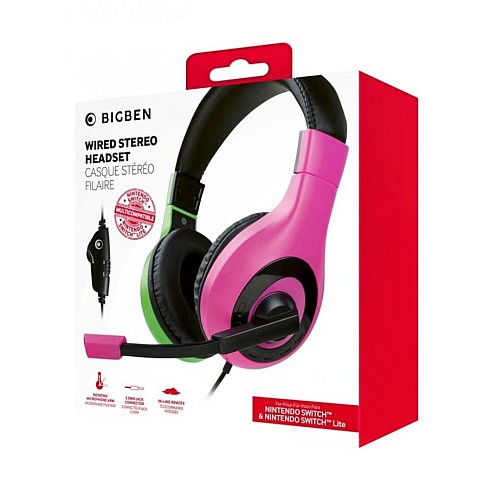 Headphones Bigben Stereo V1 Pink/green