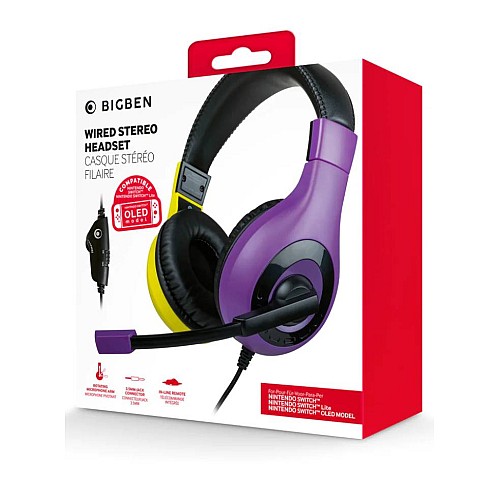 Headphones Bigben Interactive Stereo V1 Purple & Yellow