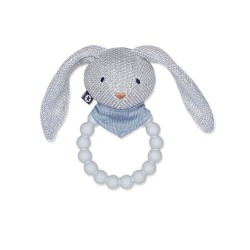 Smallstuff Rattle Siliconee Ring & Knitted Bunny Light Blue