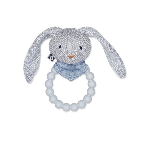 Smallstuff Rattle Siliconee Ring & Knitted Bunny Light Blue