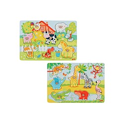 Puzzle Goki Farm Animals & African Baby Animals Lift-out (1240193/1240209)