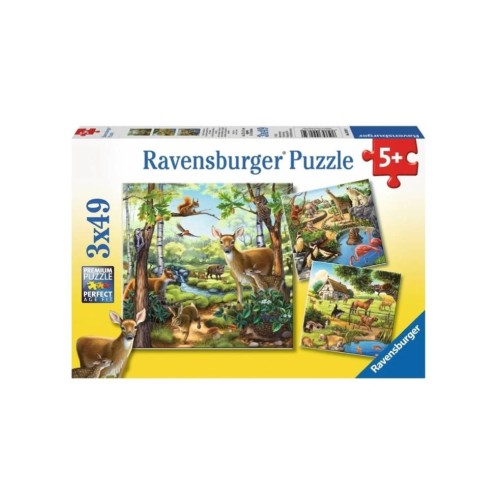 Puzzle Ravensburger Forest/zoo/dom.animals 3x49pc (09265)
