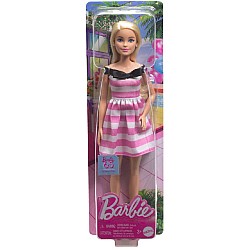 Doll Barbie 65th Anniversary Blonde Doll With Pink Striped Dress (hth66)