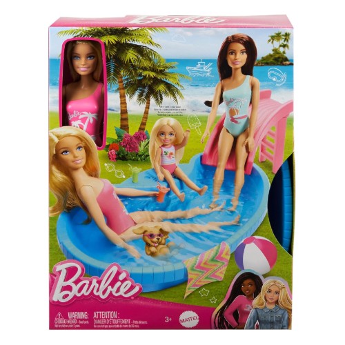 Set Doll Barbie With Pool Slide (hrj74)