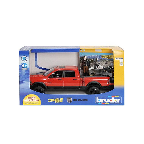 Bruder Ram 2500 Power Wagon & Scrambler Ducati Desert Sled & Driver (02502)