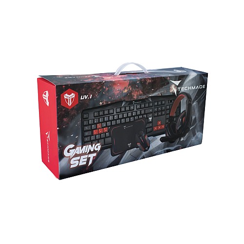Kit Techmade 3in1 Keyboard + Mouse Wireless + Headphones + Mousepad