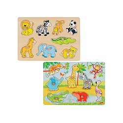 Goki African Baby Animals & Zoo Animals, Lift Out Puzzle (1240209/1240262)