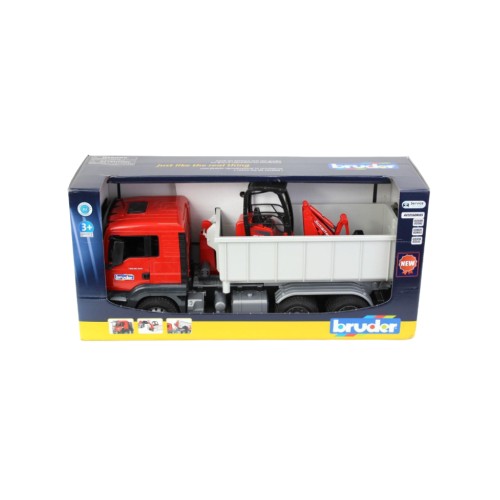 Bruder Man Tgs Truck With Roll-off Container & Schaffer Yard Loader (03767)