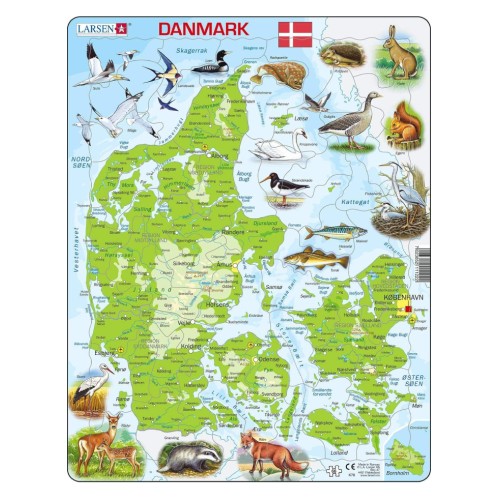 Larsen Puzzle Denmark With Animals (66 Pcs) (k78)