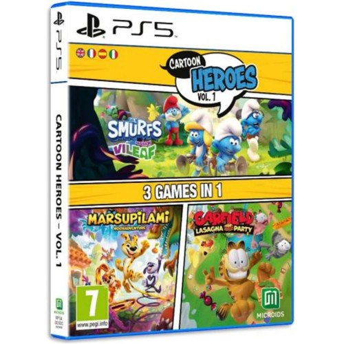 Cartoon Heroes Vol. 1 3 Games In 1 Smurfs Mission Vileaf & Marsupilami & Garfield Lasagna Party