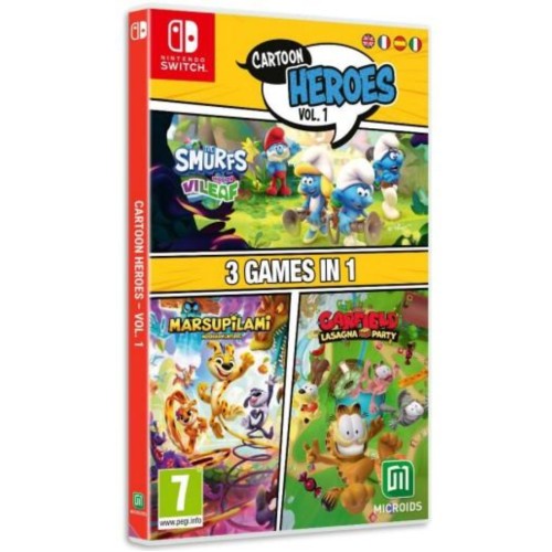 Cartoon Heroes Vol. 1 3 Games In 1 Smurfs Mission Vileaf & Marsupilami & Garfield Lasagna Party
