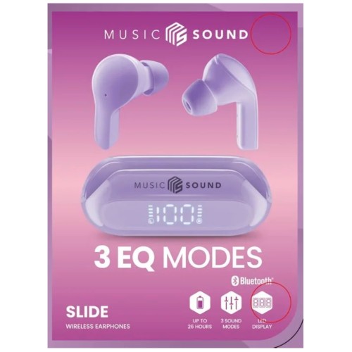 Earpods Ms Slide 3eq Lcd Tws Bt Purple