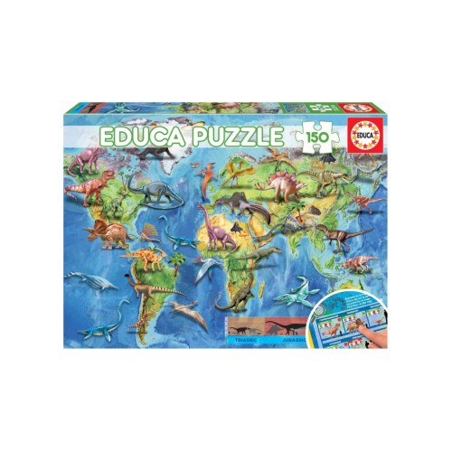 Educa 150 Pcs Dinosaurs World Map Puzzle (80-18997)