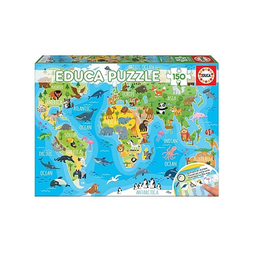 Educa 150 Pcs World Map Animals Puzzle (018115)