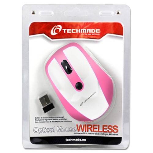 Mouse Techmade Ottico Wireless White/pink