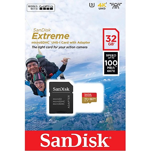 Sandisk Microsdxc Extreme 32gb 100mb/s A2 C10 V30 Uhs I U3