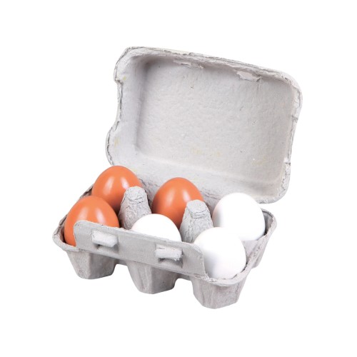 Small Wood Wooden Eggs 6 Pcs (l40028)