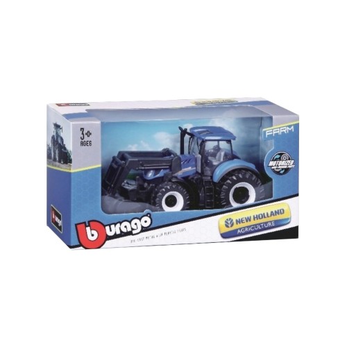 Burago Tractor W/front Loader N.h. T7.615 10cm Blue (141504)