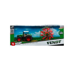Burago Tractor W/whirl Rake Fendt 1050 Vario 10cm Green (141506)