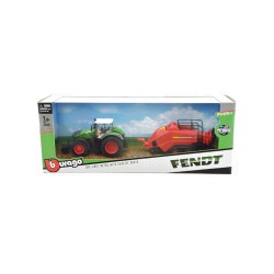 Burago Tractor W/bale Lifter Fendt 1050 Vario 10cm Green (141505)