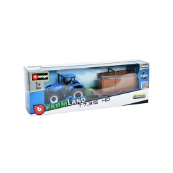 Burago Tractor W/livestock Trailer N.h. T7.615 10cm Blue (141509)