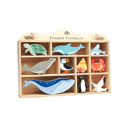 Tender Leaf Display Shelf With 10 Wooden Animals Ocean (tl8479)