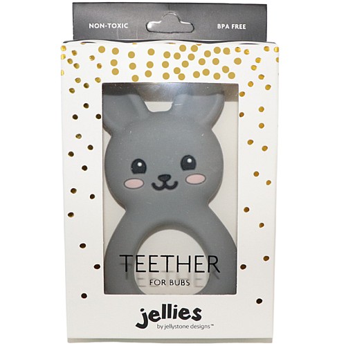 Jellystone Designs Bunny Teether Soft Grey (jsd0382)