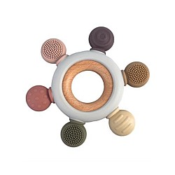 Magni Teether Rudder With Wooden Center Ring Multi Colored (5547)