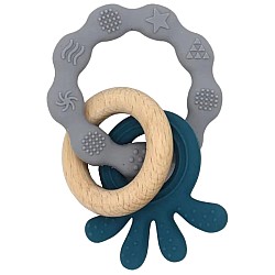Magni Teether Bracelet Squid And Wood Appendix. Petroleum-green (5568)