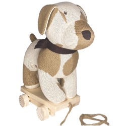 Smallstuff Pull Along Dog, Offwhite/ Nature