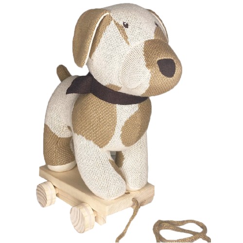 Smallstuff Pull Along Dog, Offwhite/ Nature