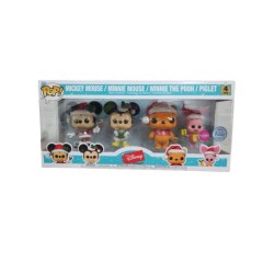 Funko Pop 4-pack Disney Mickey Mouse/minnie Mouse/winnie The Pooh/piglet (flocked) (special Edition) 9cm