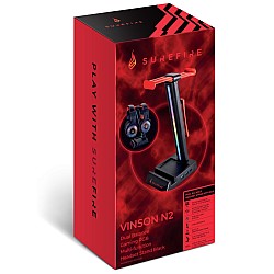 Surefire Vinson N2 Dual Gaming Rgb Mf Headset Stand Black