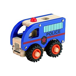 Magni Wooden Police Bus With Rubber Wheels (3896)