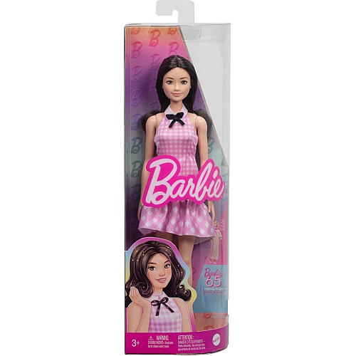 Barbie Fashionistas #224 Brown Hair With Pink Plaid Dress Doll (hrh21)