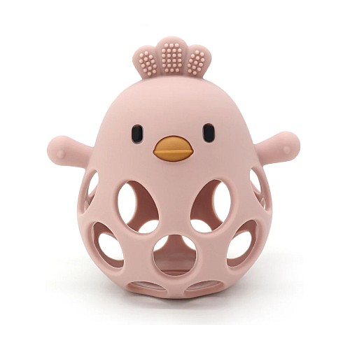Magni Teether Ball With Duckling In Lfgb Siliconee, Pink (5631)