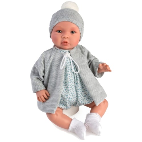 Asi Leonora Baby Doll In Blue Flowerprint Dress And Grey Jacket