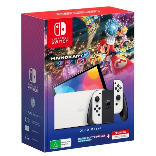 Console Oled White + Mario Kart 8 Deluxe + 12 Months Membership