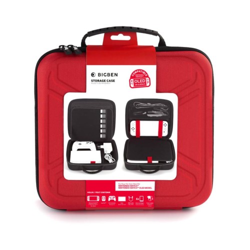 Bigben Storage Case Red Hard Case Including Docking Station Compatible (switch Lite/oled)