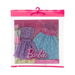 Barbie Fashion 2-pack - Mermaid Dress, Purple Top + Skirt, Pink Seahorse Necklace, And A Blue Bracelet (hrh44)