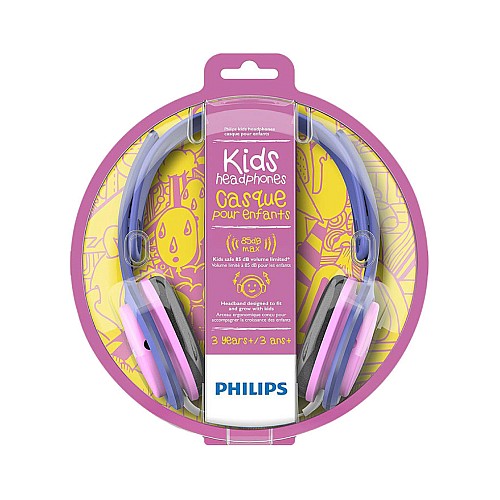 Philips Audio (shk2000pk/00) Wired On-ear Kids Headphones Pink/purple