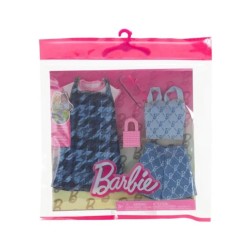 Barbie Fashion 2-pack Blue Denim Dress, Top, And Shorts, Pink Sunglasses And Purse (hrh45)