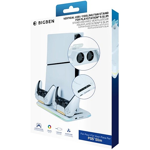 Charging Station With Fan Rgb/usb Hub/fan White Slim Nacon