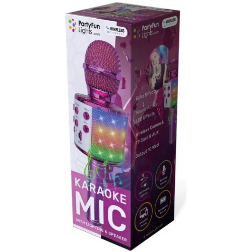 Party Fun Lights Karaoke Microphone With Speaker Pink (605601)