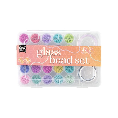 Craft Id Glass Bead Mix, 25 Colours (cr1406/ge)