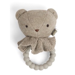 Smallstuff Rattle, Bear Face On Siliconee Ring, Nature (40008-90)