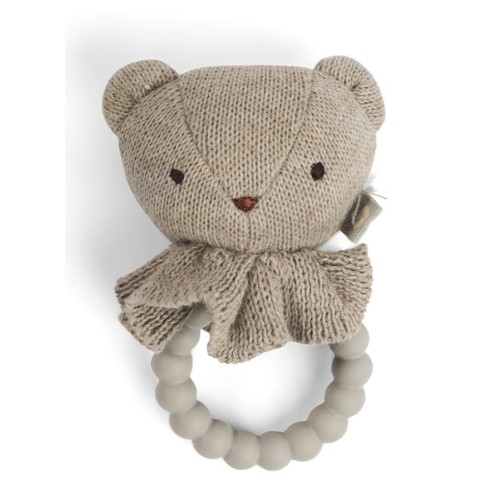 Smallstuff Rattle, Bear Face On Siliconee Ring, Nature (40008-90)