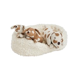 Smallstuff Dog Basket With Mother Dog And Puppies (70018-01)